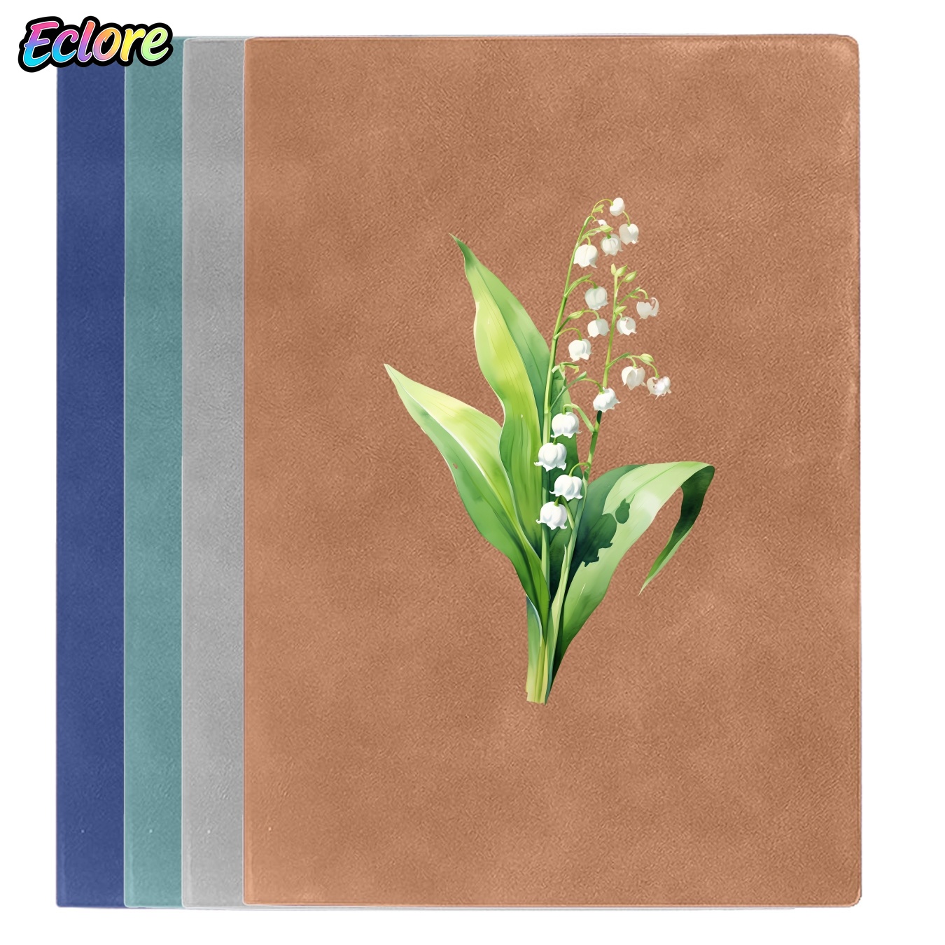 Vintage Leather Journal Notebook - A5 Vintage Leather Notebook with Lily