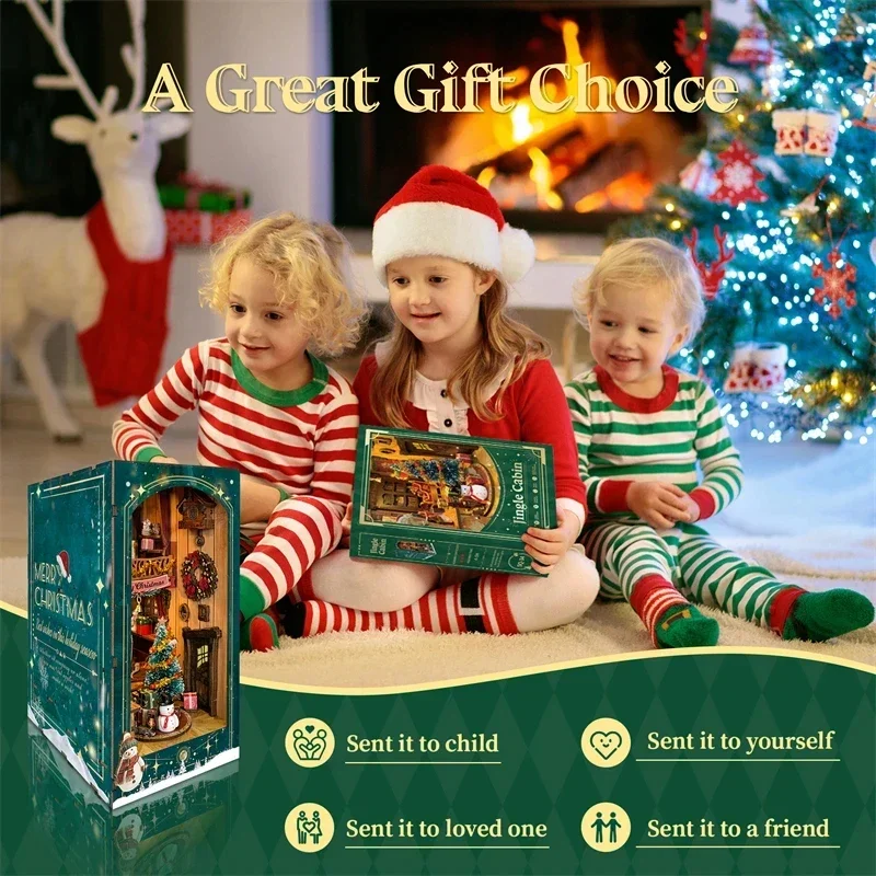 Merry Christmas DIY Wooden Boo - Diy Wooden Book Nook Kit Shelf Insert 评论和价格