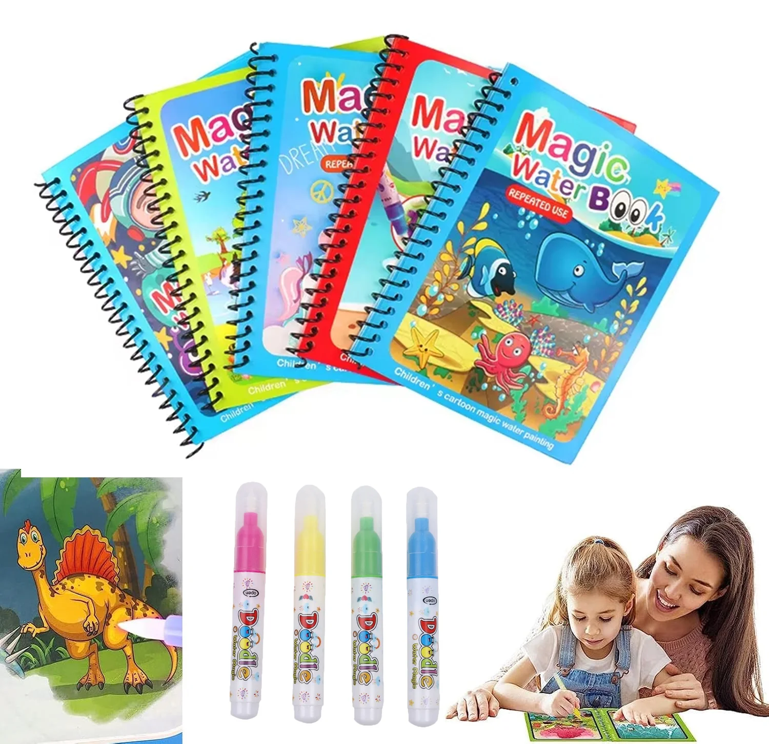 1PC Children Watercolor Painti - Reusable Water Magic Coloring Book 评论和价格