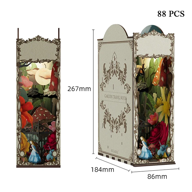 Garden Travelogue Bookends Boo - Diy Wooden Book Nook Kit Shelf Insert 评论和价格